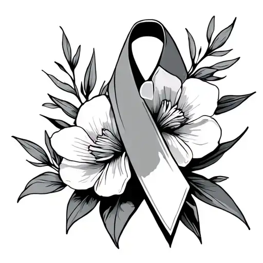 Freesia With Cancer Ribbon Intertwined