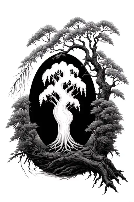 Willow Tree With Oval In The Middle