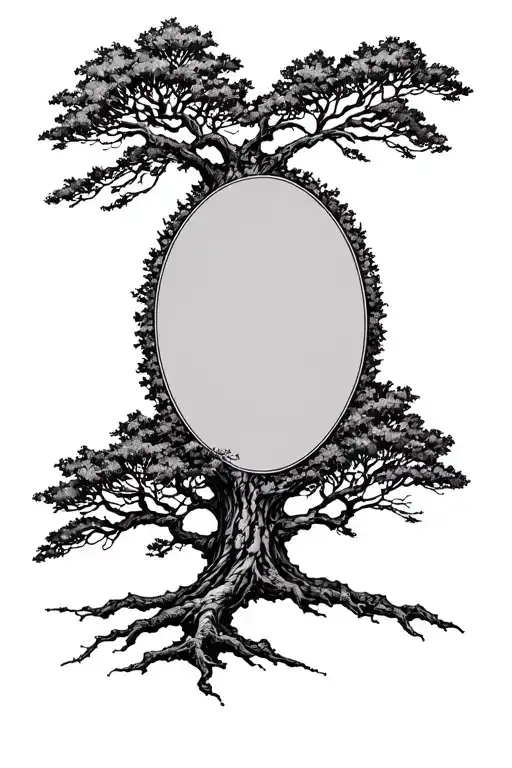 Tree With Oval Blank Space In The Middle