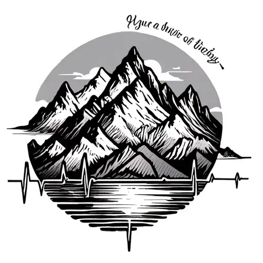 Biblical Scripture With Heartbeat Line And Mountains Simple
