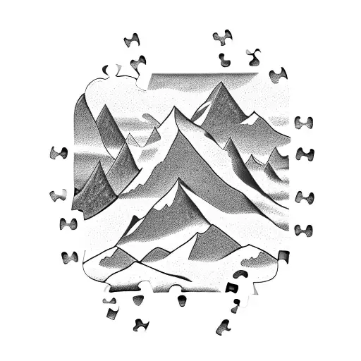 A Puzzle Piece Forming A Mountain Range With Crashing Waves