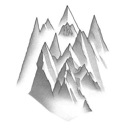 An Engineer's Blueprint Of A Mountain Peak With Clouds Floating Above