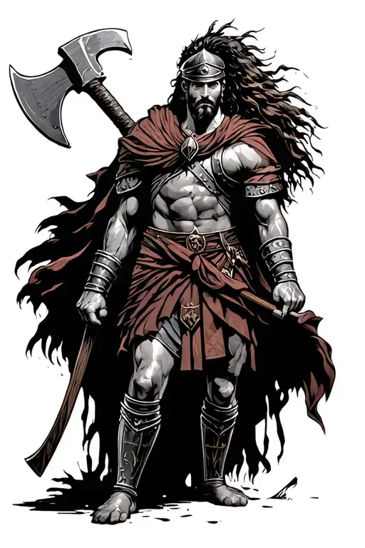 Roman Warrior With An Ax