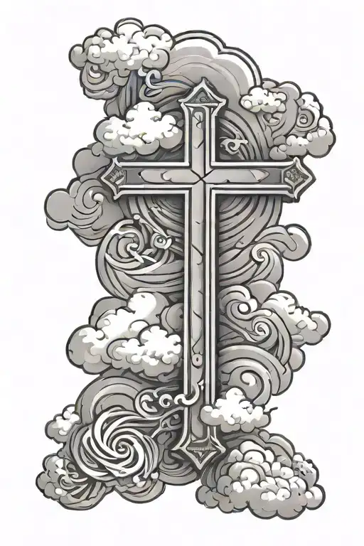 Christian Cross With Clouds
