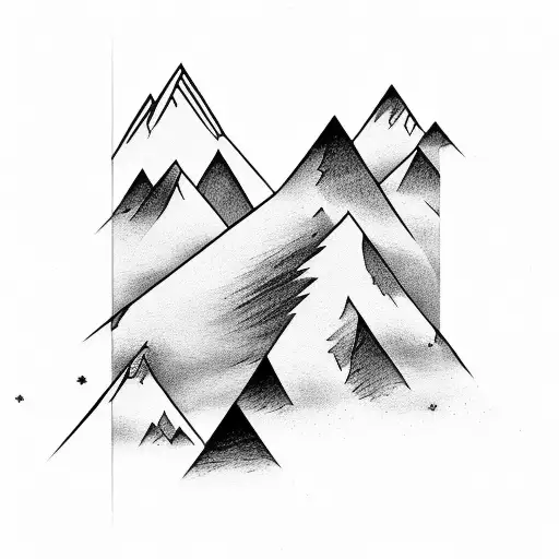 Mountain Range With Sketch-like Linework