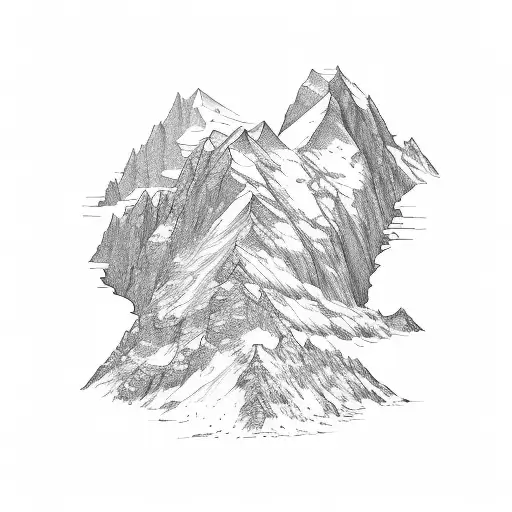 Engineer's Blueprint Of A Mountain Peak