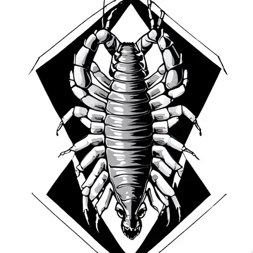 A Centipede Inside A Diamond Shaped Line Outlining