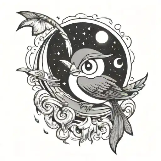 Piplup Fishing On A Crescent Moon