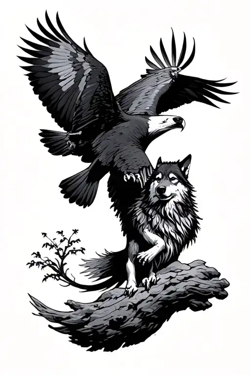 Ecuador And A Wolf And Condor Flying