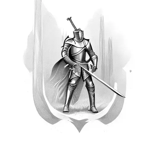Knight With Sword Watching Back