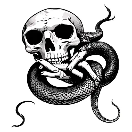 Skeleton Hand Holding A Snake