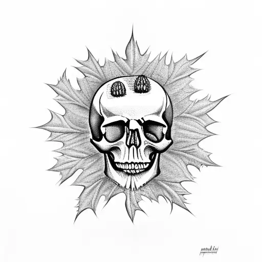 Skull With Scottish Thistle