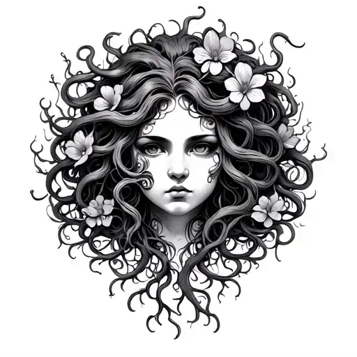 Medusa Head Roots And Vines For Hair With Flowers