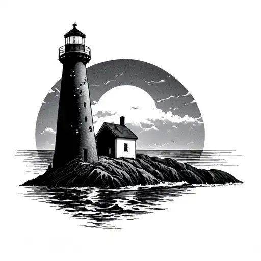 Minimalist Dotwork Lighthouse Standing Tall
