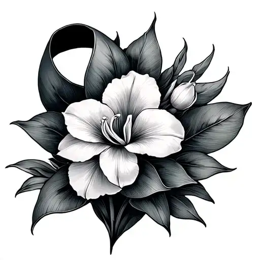 Freesia And Cancer Ribbon Wrapped