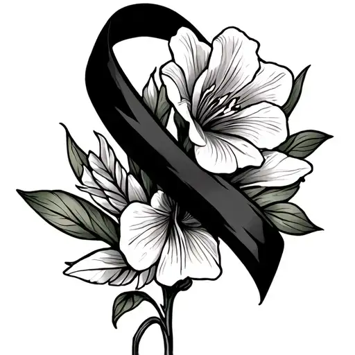 Freesia And Cancer Ribbon Intertwined