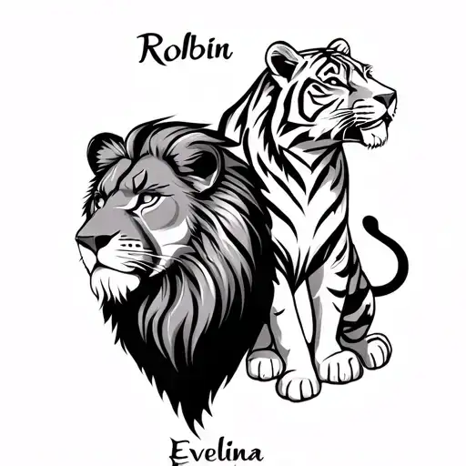 Lion With Name Incorporated Name Is Robin And Tiger With Name Evelina