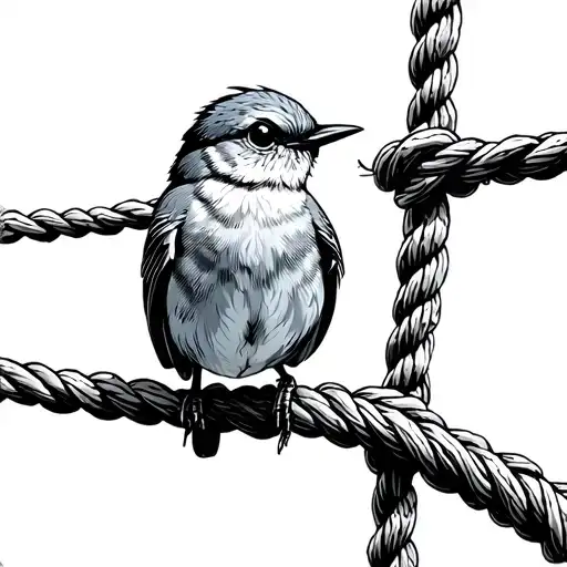 Mountain Bluebird Perched On Climbing Rope