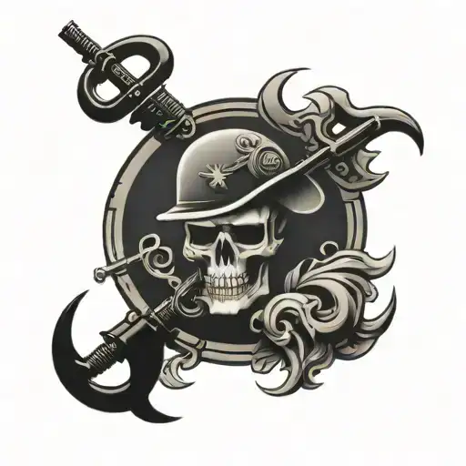 1St Marine Divison Symbol With A Skeleton Head In The Center