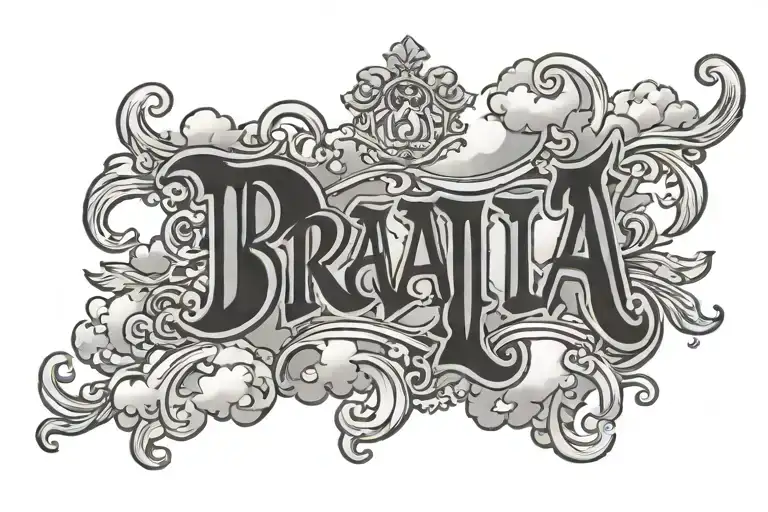 The Word 'Braila' Written In Blackletter Font Surrounded By Clouds