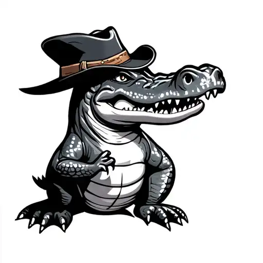 Cartoon Alligator With Cowboy Hat
