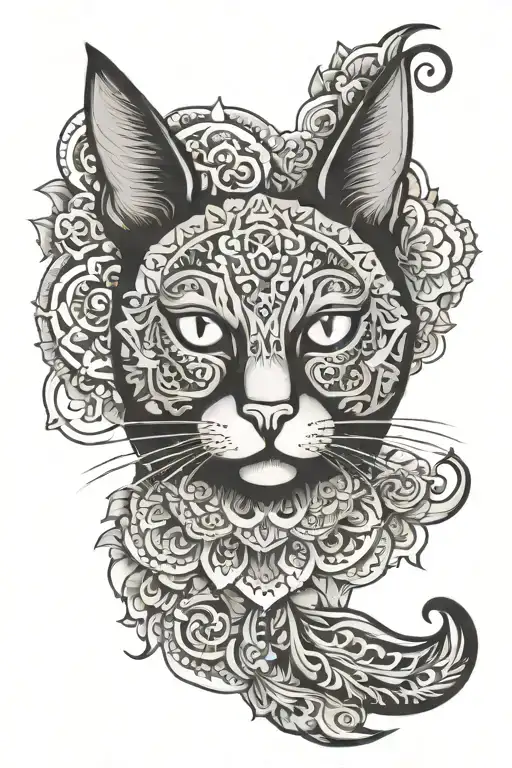 Black Cat In Mandala