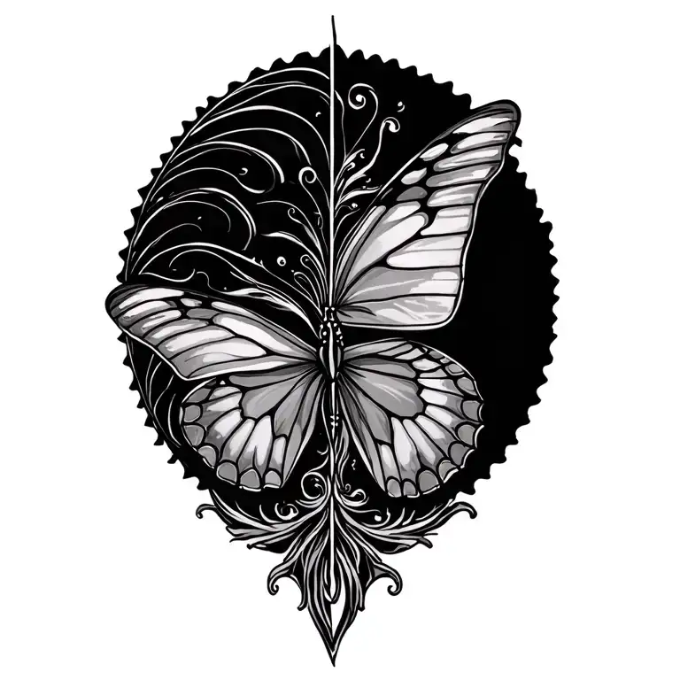 Half Sun And Half Butterfly