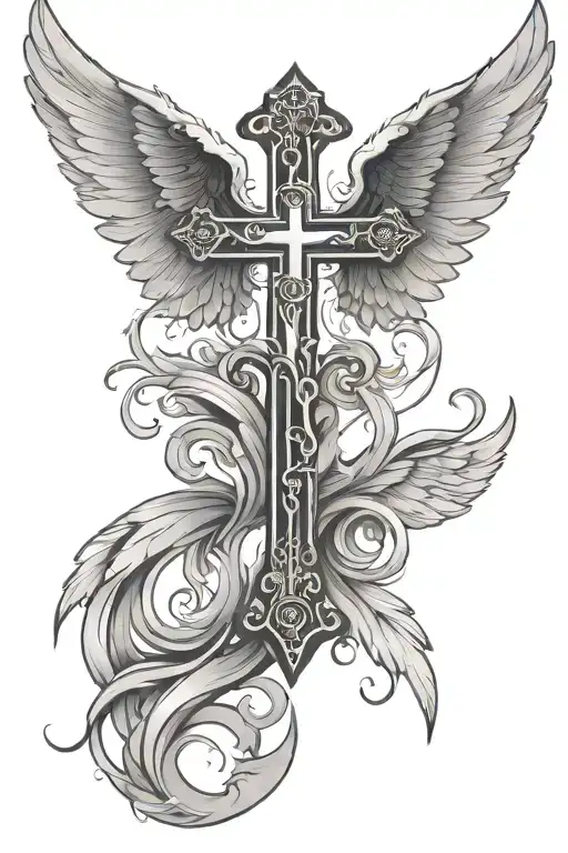 Christian Cross With Angel Wings