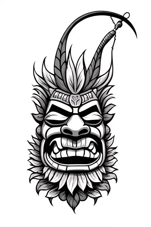 Hawaiian Tiki Mask Fishing God