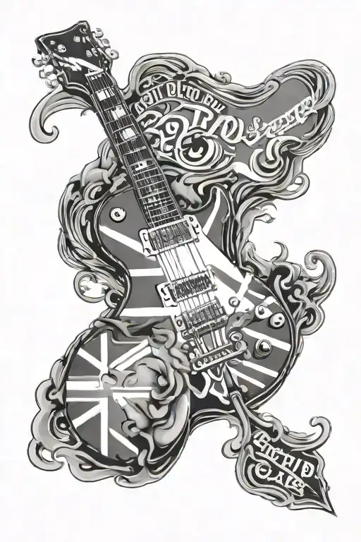 Union Jack Epiphone Les Paul Guitar With Smoke Around It