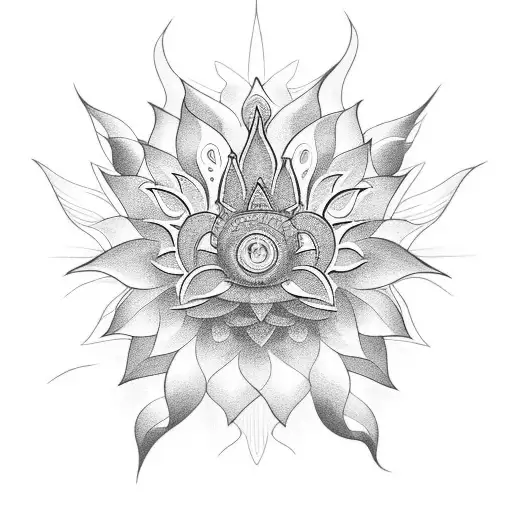 Lotus Flower With Sun Rays As Petals