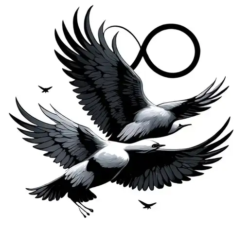 Birds Flying Infinity Symbol Incorporated Angel Wings