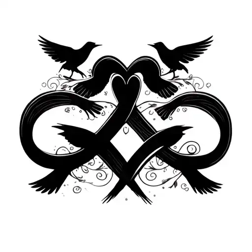Birds Flying Shadow Infinity Symbol With Heart