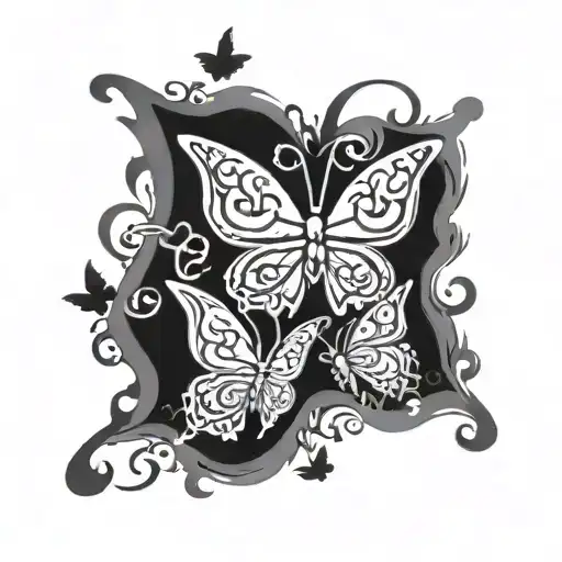 Chaos Squiggle Word With Butterflies