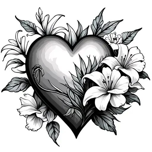 Heart With Virgo Zodiac Sign And Carnation And Lily Flowers