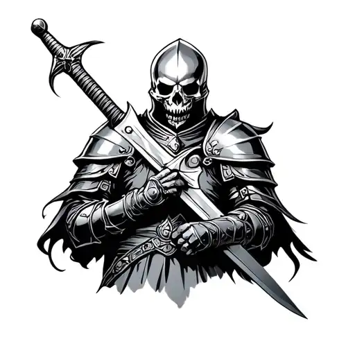 Skull Knight Holding A Sword