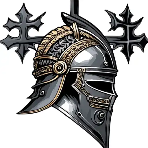 Portuguese Cross And Roman Helmet Adorned