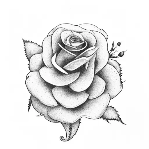 Strawberry And Wild Rose Tattoo Design