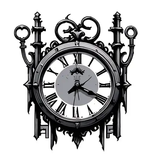 Clock With Cell Bars N Skeleton Keys