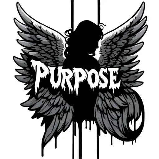 The Word Purpose In Graffiti Style Surrounded By Angel Wings