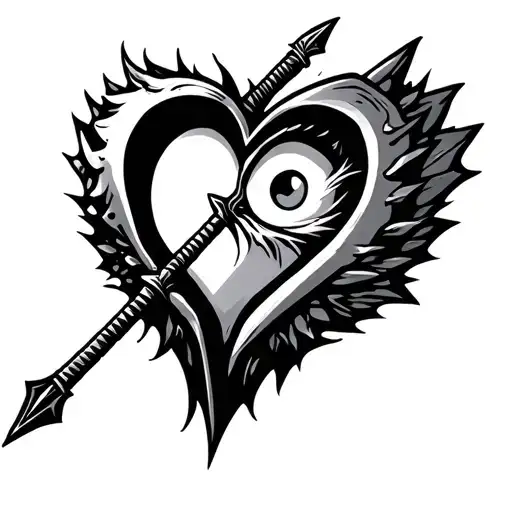 Dart Arrow 2006 Heart Symbol Eyes Surrounded Swords