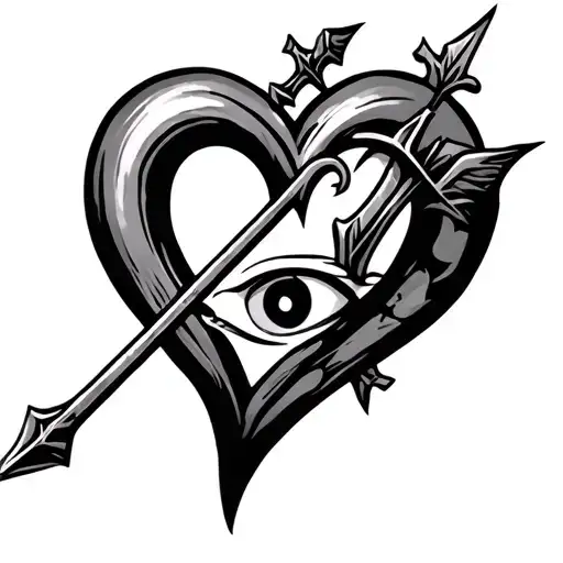 Dart Arrow 2006 Heart Symbol Eyes Surrounded Swords