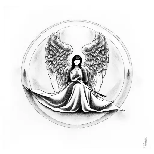 Angel Sitting On A Crescent Moon