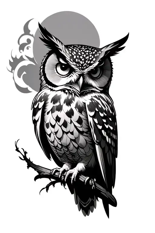 Owl Shin Tattoo Design