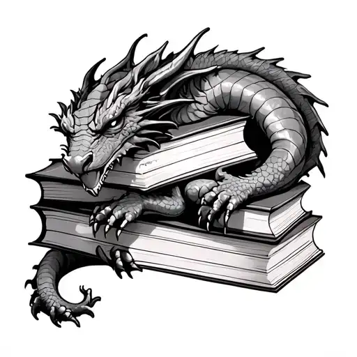Dragon Sleeping On Books Fairy Style
