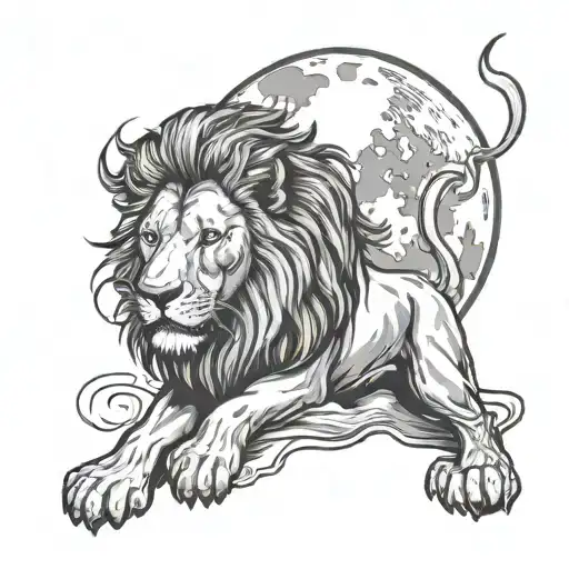 Lion With Waning Gibbous Moon