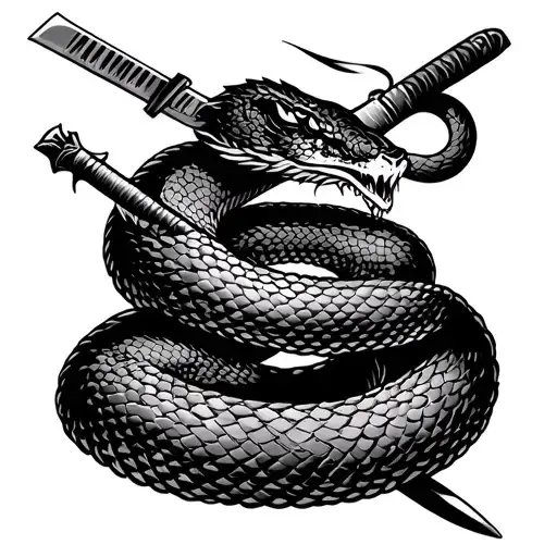 Katana Stabbing Snake Sports Themed