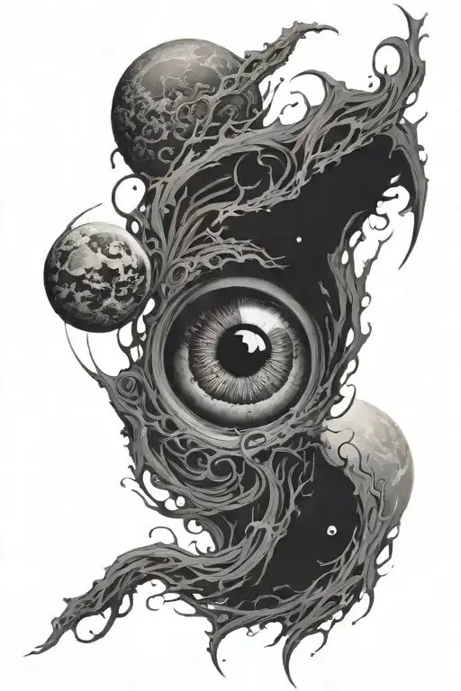 Eyes Looking At The Abyss With A Planet In The Center With A Word Eternity For Oneself