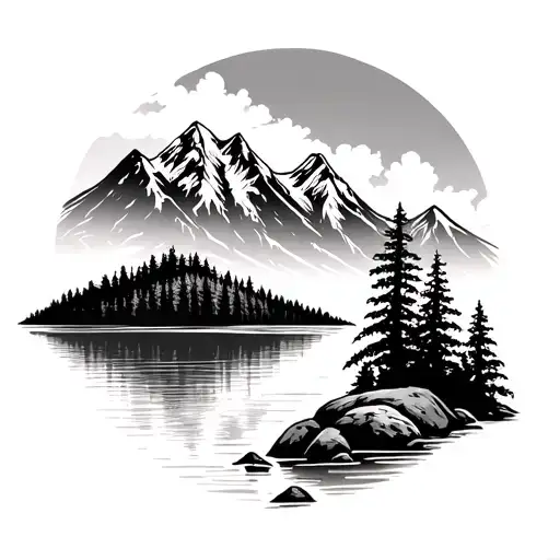 Mountain And Lake Scene