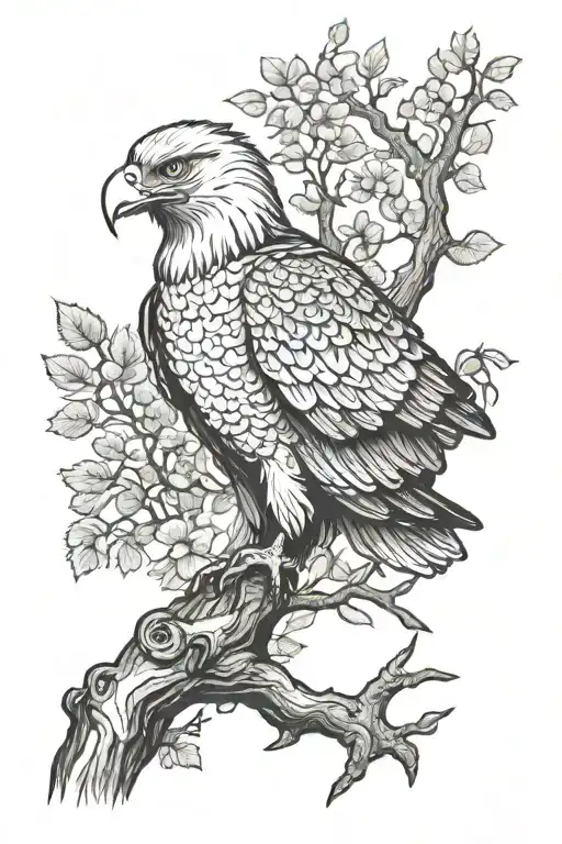 Eagle Perched On Tree